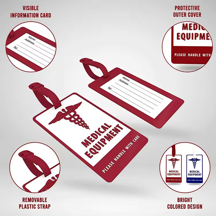 Custom Rectangle Silicone Luggage Tag Logo Embossed Rubber Tag 